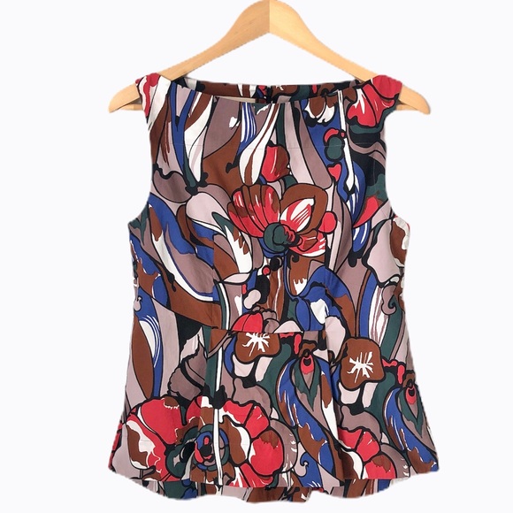 FINAL SALE Marni Sleeveless Floral Blouse Top Boatneck 40 4 - Picture 3 of 11